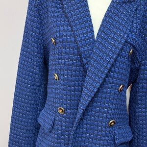 Chic Blue Double-Breasted Women's Blazer